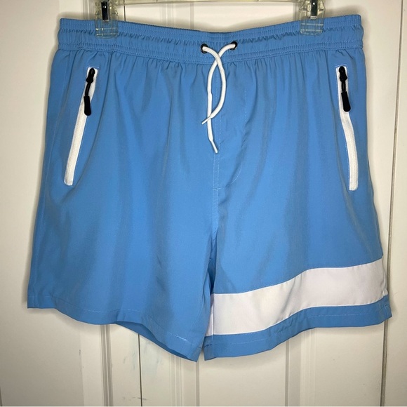 NWT Silkworld Swimming Trunk Compression Liner Size Medium Light Blue White 5.5” - Picture 1 of 8